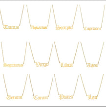 Load image into Gallery viewer, Zodiac sign name necklace
