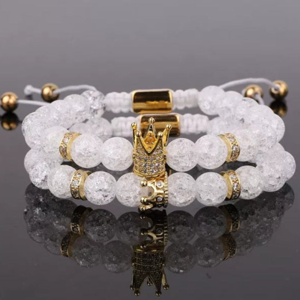 Crown stone bracelet couples set