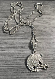 Silver Diamond football helmet pendant